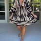 Elegante V-Hals Jurk met 3/4 Mouwen