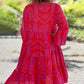 Boho-Chic Geometrische 3/4 Mouw Jurk