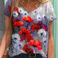 T-shirt - v-hals schilderij bloemsierkunst