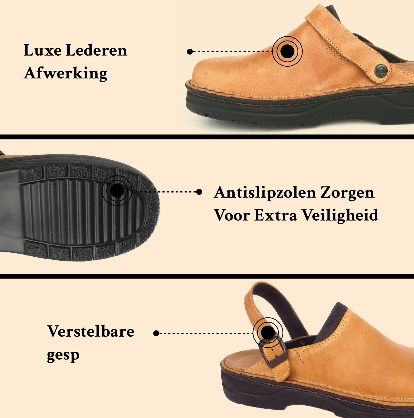 Claude | Orthopedische Antislip Lederen Pantoffels voor Heren