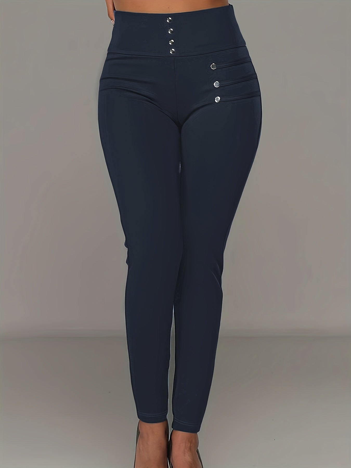 Zwarte Skinny Broek met Knoopdetails - Iris