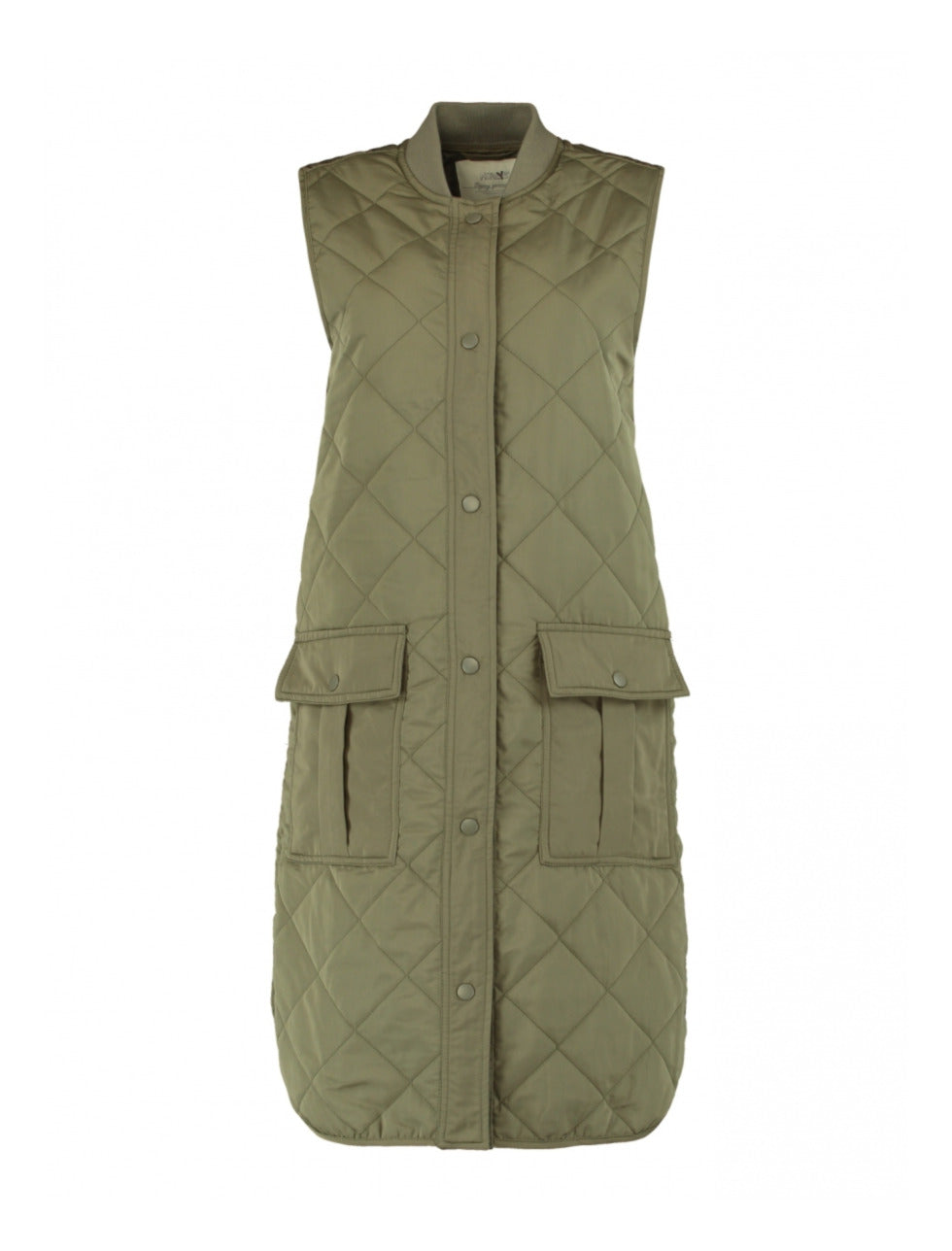 Elegante Khaki Gewatteerde Gilet: Licht & Stijlvol