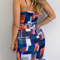 Blauw V-hals Sling Mini Jurk - Emma