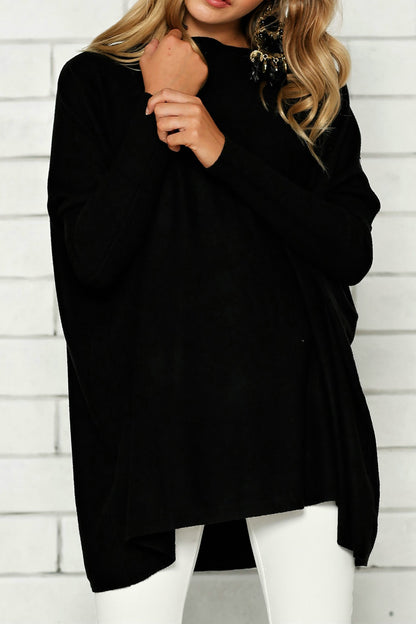 Warme Plus-Size Top met Lange Mouwen in Effen Kleur