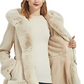 Chique Winter Elegantie: Luxueuze Imitatie Suède Jas met Capuchon en Pluche Bontkraag