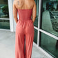 Benthe - Oranje Schouderloze Jumpsuit
