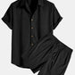 Zomerse Polyester Set: Levendige Strepen Shirt & Trendy Shorts