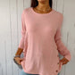 Stralende Blauw-Grijs-Roze Kaschmir Pullover