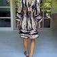 Elegante V-Hals Jurk met 3/4 Mouwen