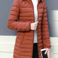 Elegante Comfort: Dames Lange Mouw Donsjack met Zakken - Perfect voor Winter & Herfst