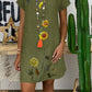 Blauwe V-hals Print Jurk - Chantal