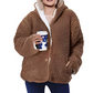 Chique Sherpa Bliss: Dames Fuzzy Hooded Jacket met Zakken