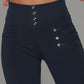 Zwarte Skinny Broek met Knoopdetails - Iris