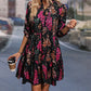 Mia - Zwarte Bloemenprint Midi-Jurk