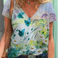 T-shirt - v-hals schilderij bloemsierkunst
