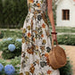 Abrikozen Bloemen Midi Jurk - Ella