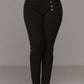 Zwarte Skinny Broek met Knoopdetails - Iris