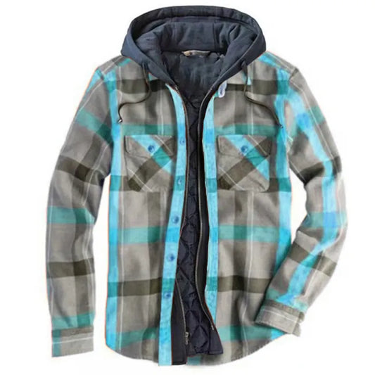 Gezellige Klassieker: Regular-Fit Hooded Flannel Jas - Perfect voor Herfst & Winter Comfort