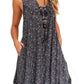 Blauw-mouwloos-v-hals-jurk - Fleur
