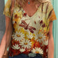 T-shirt - v-hals schilderij bloemsierkunst
