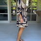 Elegante V-Hals Jurk met 3/4 Mouwen