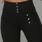 Zwarte Skinny Broek met Knoopdetails - Iris