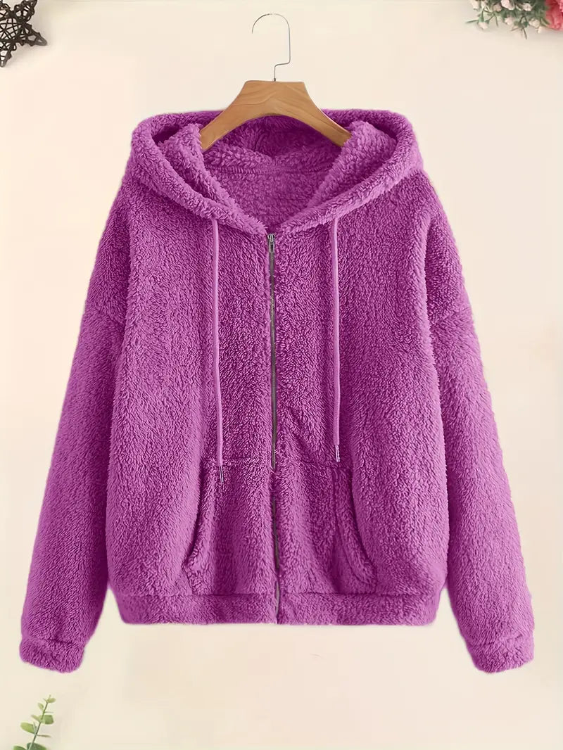 Chique Gezellige Ritssluiting: Dames Pluche Zak Hoodie