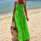 Blauw-Smoked Bust Off Shoulder Vakantie Maxi Jurk-Luna
