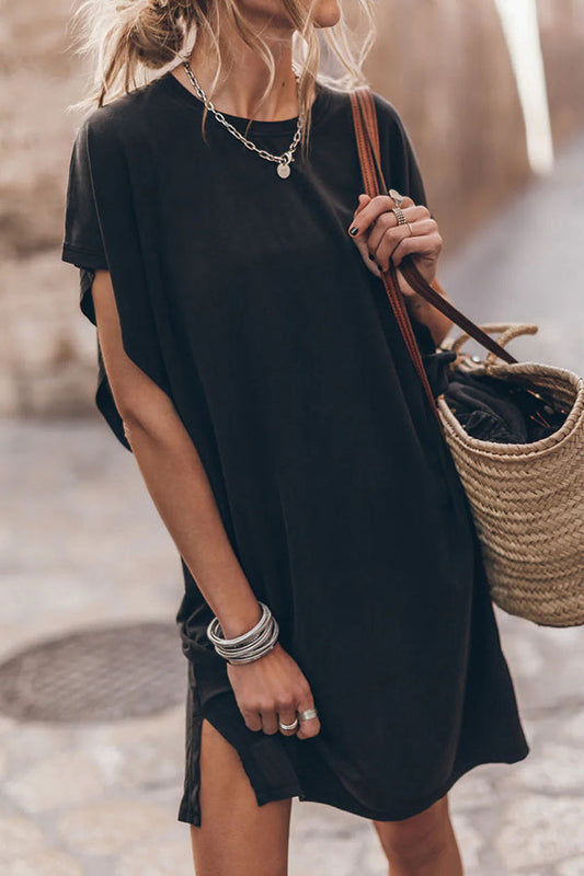 Chique Katoenmix Batwing Mini-Jurk T-shirt