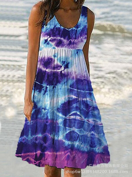 Blauw Tie-Dye Jurk - Sara