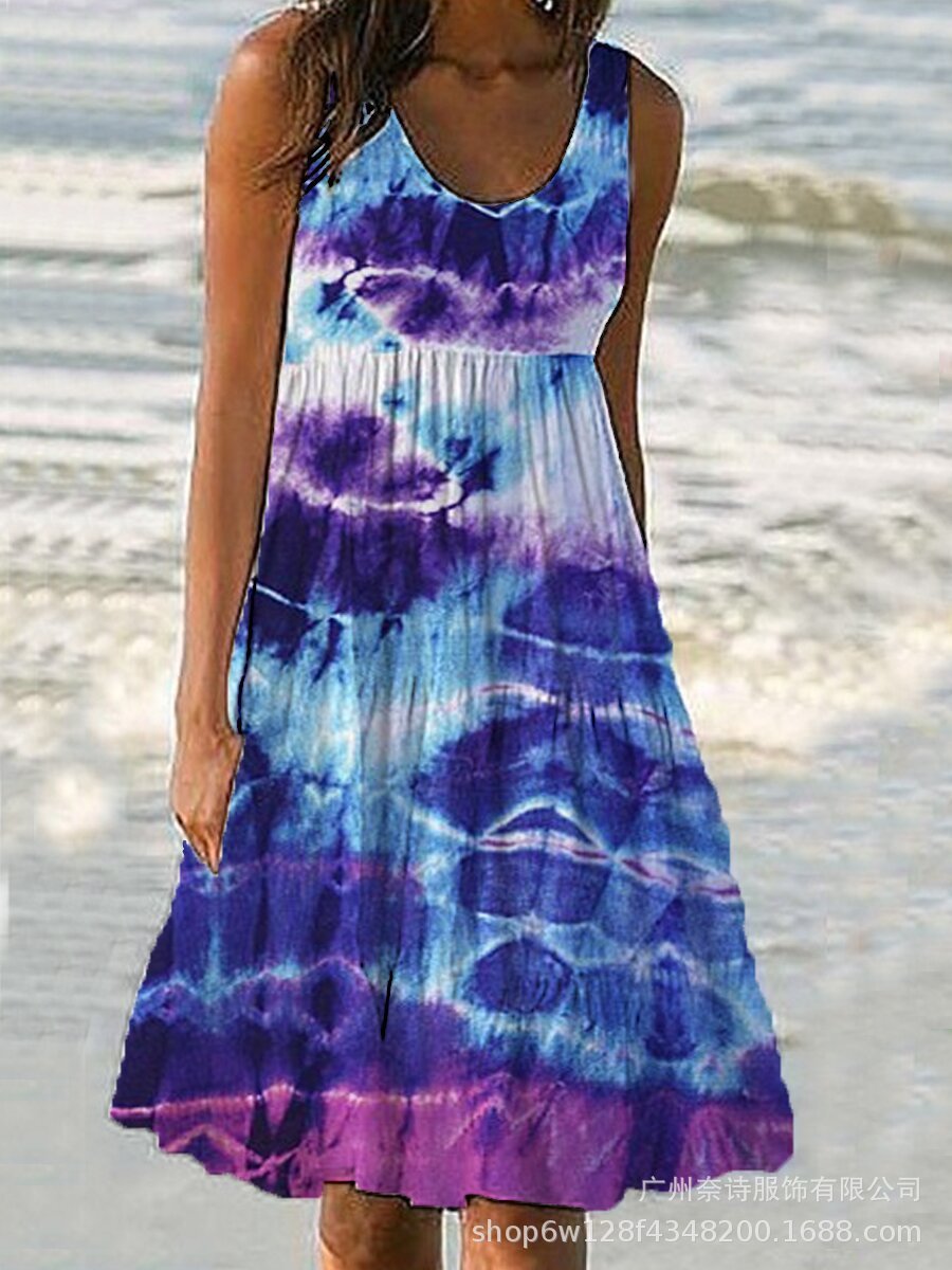 Blauw Tie-Dye Jurk - Sara