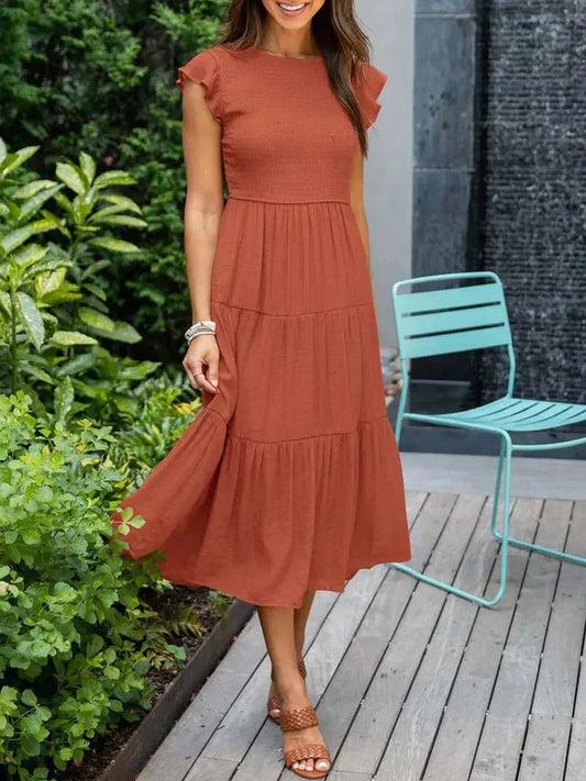 Jannette - Oranje Midi Jurk