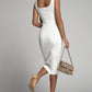 Witte Effen U-Hals Jurk - Fay