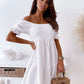Eva's Beige Off-Shoulder Smockjurk