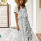 Taira - Beige Vintage Midi-Jurk met Korte Mouwen