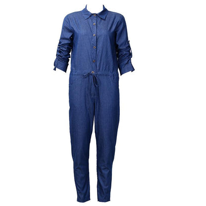 Chique Denim Jumpsuit met Revers: Moeiteloze Stijl & Comfort