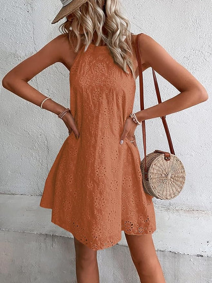 Hildegonda - Oranje Haltertop Jurk