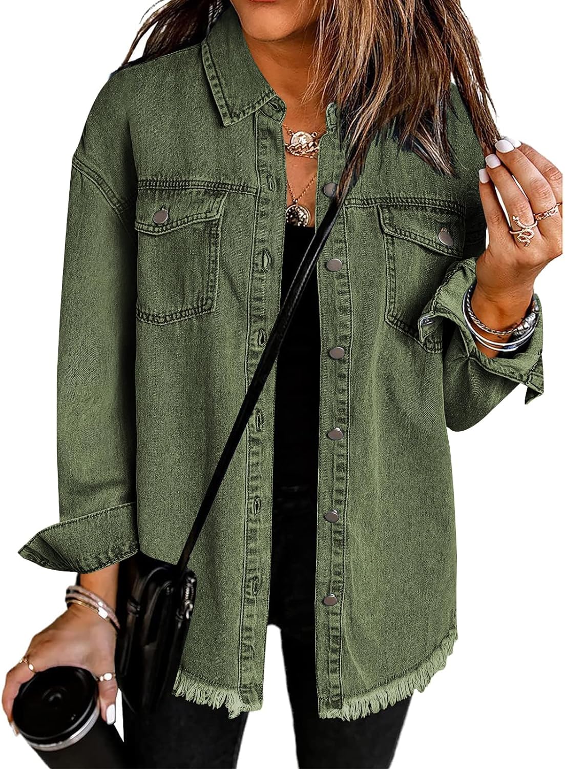 Chique Dames Spijkerjack - Ripped & Stretchy, Oversized met Zakken