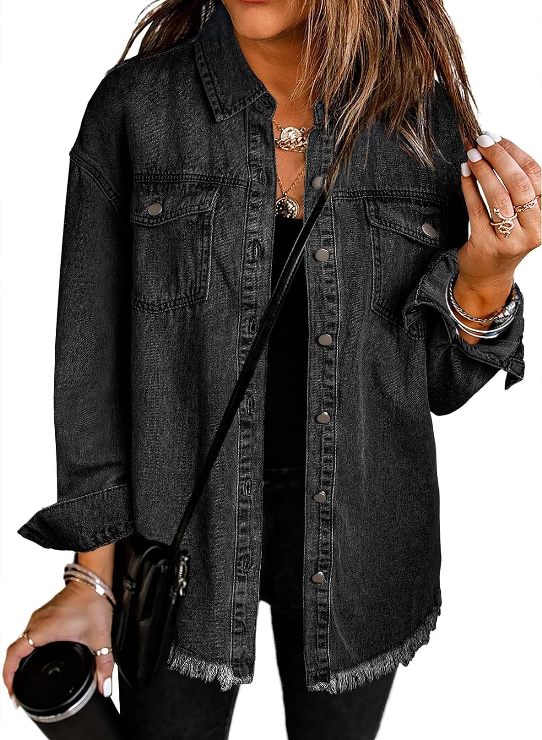Chique Dames Spijkerjack - Ripped & Stretchy, Oversized met Zakken