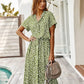 Taira - Beige Vintage Midi-Jurk met Korte Mouwen