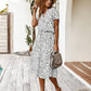 Taira - Beige Vintage Midi-Jurk met Korte Mouwen