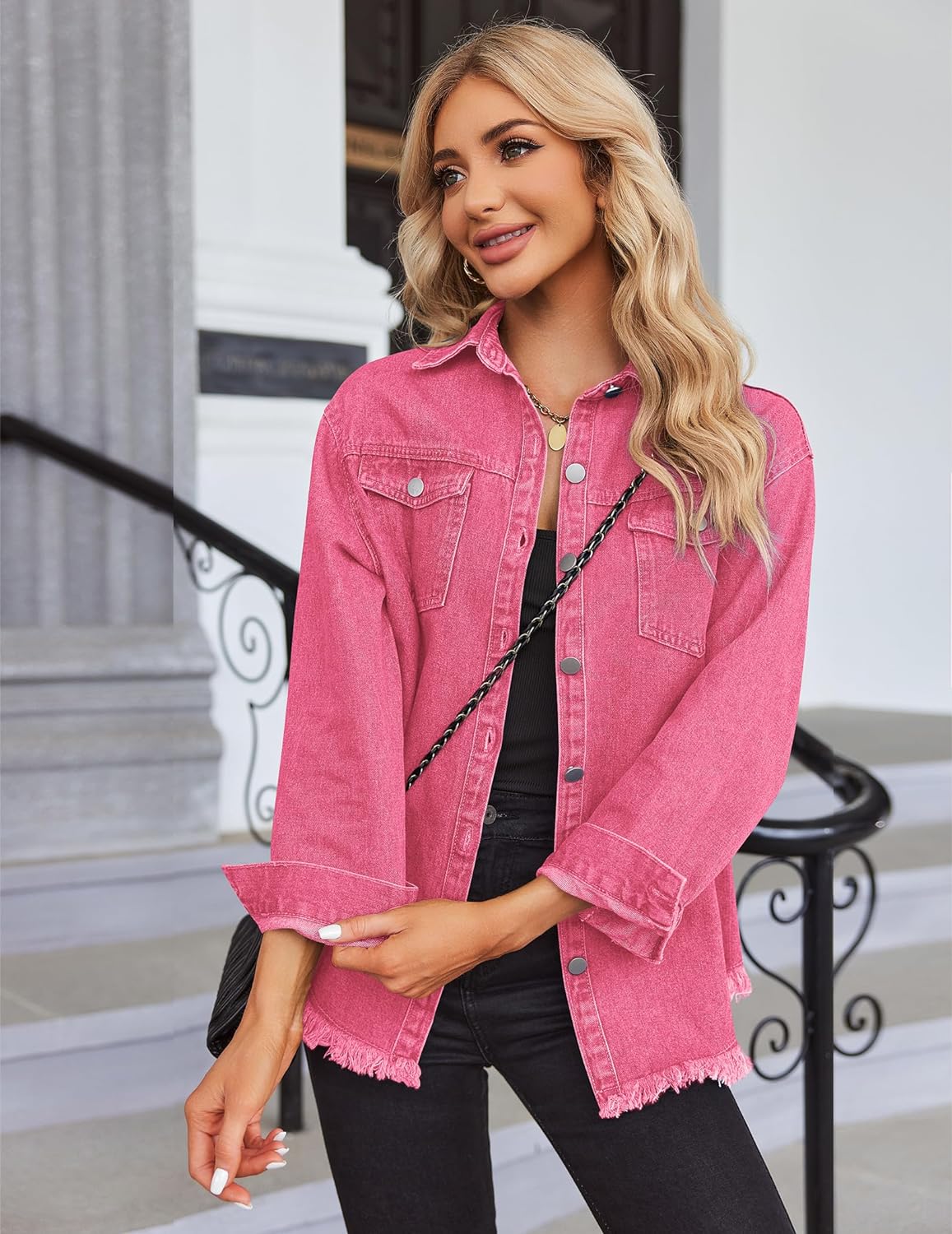 Chique Dames Spijkerjack - Ripped & Stretchy, Oversized met Zakken