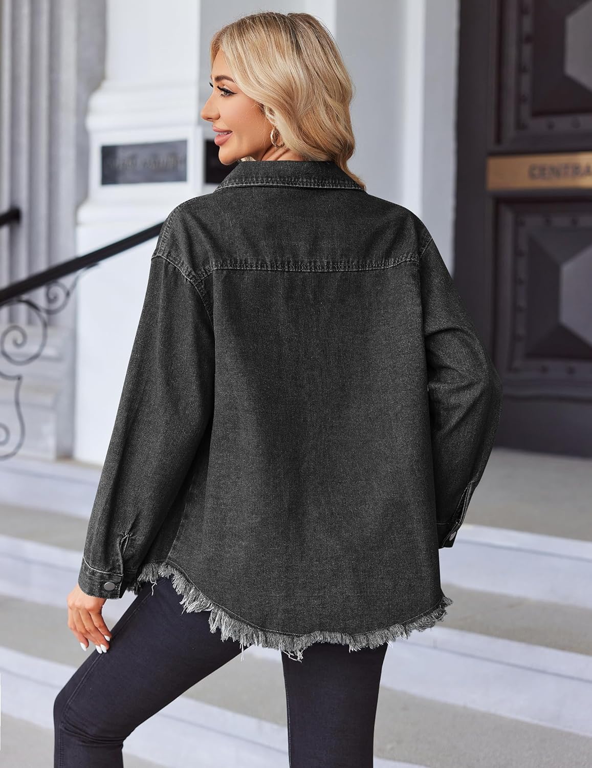 Chique Dames Spijkerjack - Ripped & Stretchy, Oversized met Zakken