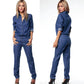Chique Denim Jumpsuit met Revers: Moeiteloze Stijl & Comfort