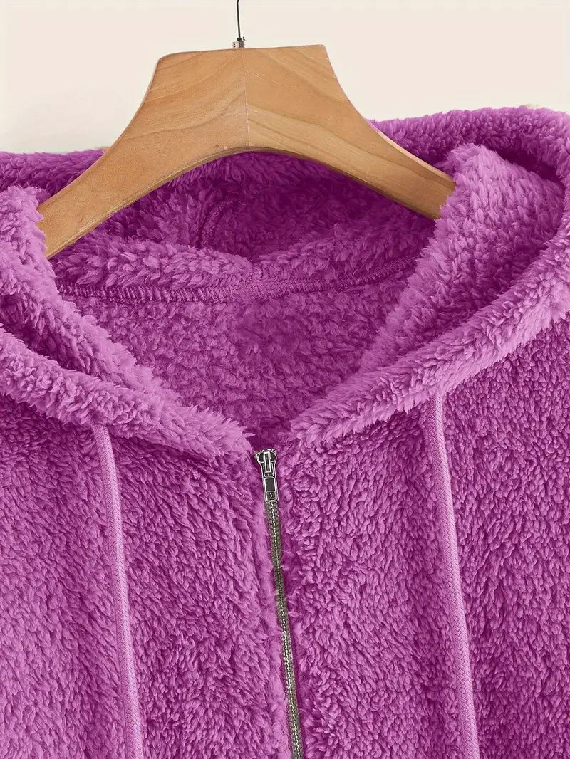 Chique Gezellige Ritssluiting: Dames Pluche Zak Hoodie