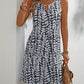 Fenna - Witte Zomerjurk met Abstract Patroon en Ronde Hals