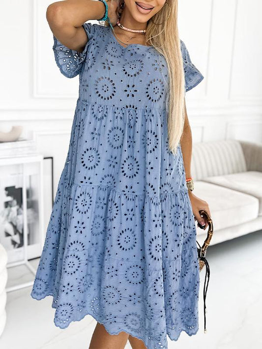 Zwart-Ronde Neck Jurk - Anna