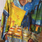 Van gogh art t-shirt met v-hals, losse snit