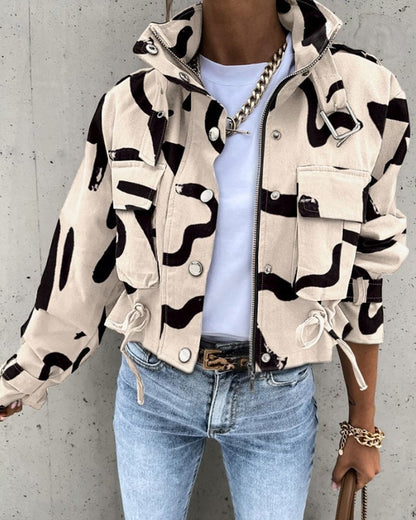 Oliivijn - Abstracte Print Jas