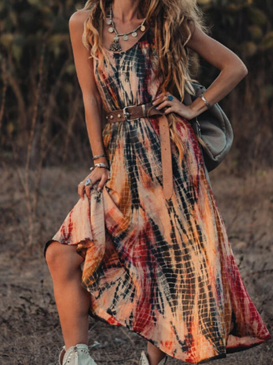 Blauw Tie Dye Split Jurk - Julia